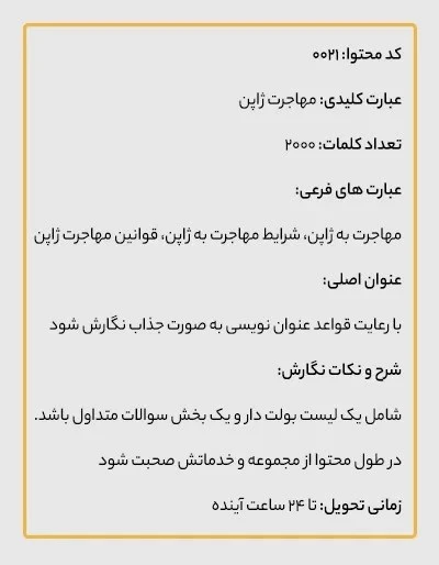 نمونه بریف محتوا