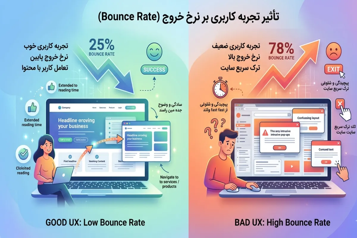 3. کاهش نرخ خروج (Bounce Rate)